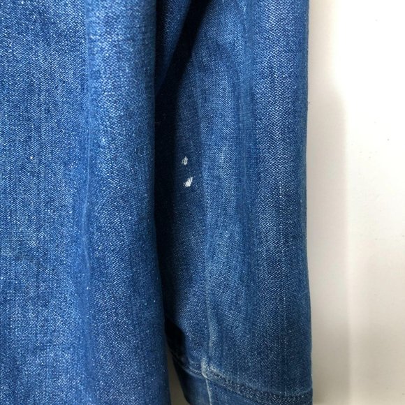 Heavy Denim Chore Jacket Shacket Blue Jean Vintage Pearl Snap - Picture 5 of 6